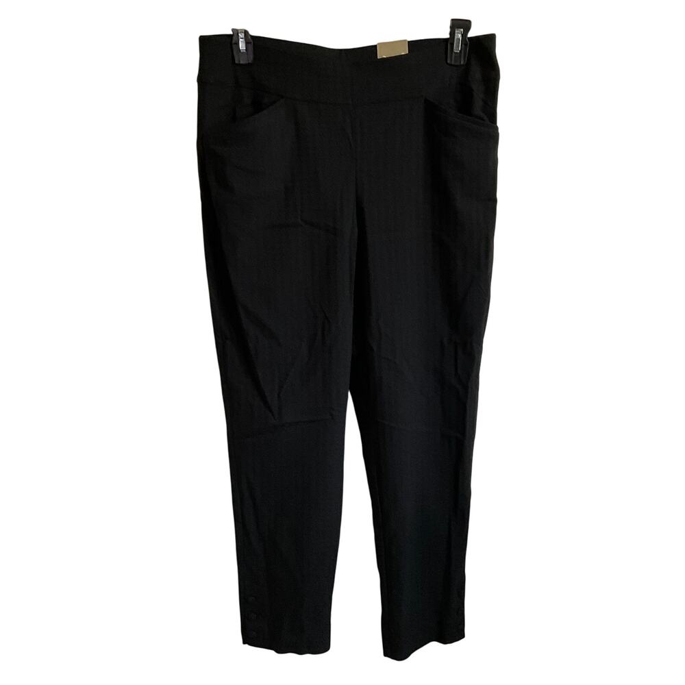 Chico’s Perfect Stretch Tonal Houndstooth Black Slim Ankle Pants -‎ Size 12 NEW